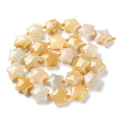 天然石イエローアベンチュリンビーズ連売り  シードビーズで  膨らんだ星  14~15.5x15~16x6.5~7mm  穴：1mm  約24~25個/連  15.55''~15.95''（39.5~40.5センチメートル）&nbsp;G-NH0005-008