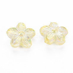 透明なアクリルビーズ  ABカラー  花  きいろ  14.5x15.5x7mm  穴：1.8mm  約657個/500g&nbsp;TACR-S154-45C-915