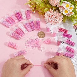 ガラスシードビーズ  ラウンド  ピンク  1.5~2.5x1.5~2mm  穴：0.5~1mm  12色  10 G /カラー&nbsp;SEED-SC0001-51B-03