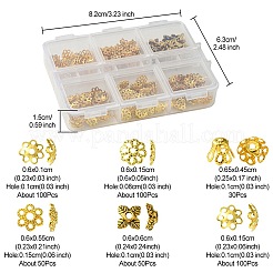 真鍮、合金、鉄ビーズキャップキット  ゴールドカラー  5.5~6.5x6~6.5x1~4.5mm  穴：0.8~1.5mm  430個/箱&nbsp;DIY-FS0005-85G