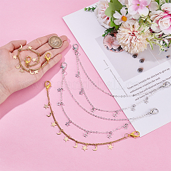 4Pcs 2 Styles Brass & 304 Stainless Steel Boot Strap Chains&nbsp;HJEW-UN00053