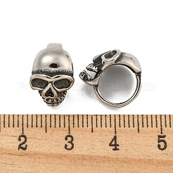 316サージカルステンレスビーズ  大穴ビーズ  スカル  アンティークシルバー  13x10x13mm  穴：9mm&nbsp;STAS-Q326-06AS-02