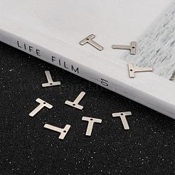 変色しにくい304ステンレススチールの文字チャーム  文字.t  11x9x0.5mm  穴：1mm&nbsp;X-STAS-O072-T