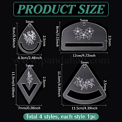 アクリル製裁縫道具  花  混合図形  80~119x63~120x2.5mm  穴：5mm  1個/スタイル&nbsp;DIY-PH0028-45B