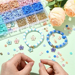 DIY ストレッチ ブレスレット ジュエリー キット  ポリマー粘土ビーズを含む  合金エナメルチャーム  304ステンレススチール丸カン  ccbプラスチックスペーサービーズ  弾性水晶の線  ミックスカラー  6x1mm  穴：2mm  約305個/13g  10色  13 G /カラー  130グラム&nbsp;DIY-YW0011-88