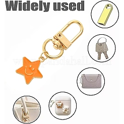 Star with Smiling Face Alloy Enamel Pendant Decorations&nbsp;HJEW-YW00010-01
