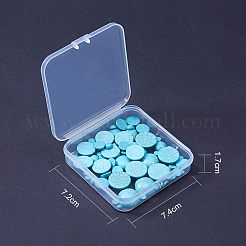 染色合成ターコイズ フラットバック カボション  半円/ドーム  ダークシアン  80個/箱&nbsp;TURQ-NB0001-02