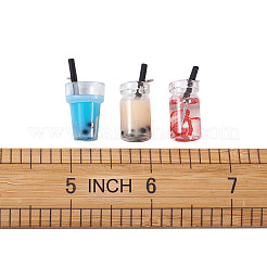 キットを作るDIYボトル型ペンダント  ガラス瓶ペンダント＆プラスチックカップペンダントを含む  内側の樹脂と  模造泡茶  プラスチックおよび鉄のパーツ  プラチナ  27x12x10mm  穴：1.8mm  100個/箱&nbsp;DIY-TA0008-84