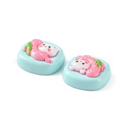 不透明なかわいい漫画の樹脂カボション  長方形  淡いターコイズ  15.5~17x16~17.5x7.5~8mm&nbsp;LS-CRES-O006-06E