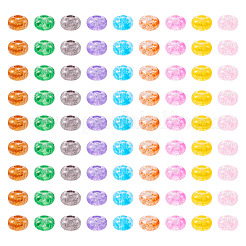 90個9色透明クラックルアクリルビーズ  大穴ビーズ  ロンデル  ミックスカラー  14x8mm  穴：5.5mm  約10PCS /カラー&nbsp;MACR-TA0001-28