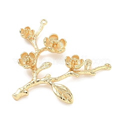 スプリング真鍮ペンダント  花枝のチャーム  18KGP本金メッキ  37x36x5mm  穴：1.2mm&nbsp;KK-G601-06G-05