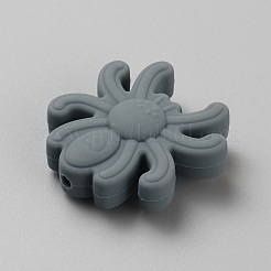 クモの食品グレードの環境に優しいシリコーン焦点ビーズ  濃いグレー  27x25x9mm  穴：2mm&nbsp;SIL-SZC0005-03A