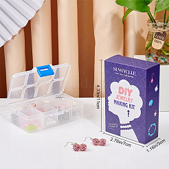 キットを作るDIYイヤリング  真鍮のリンクリングとピアスフックが含まれます  合金エナメル & アクリル & ガラス & 樹脂ペンダント  石英ビーズ&nbsp;DIY-SC0013-06