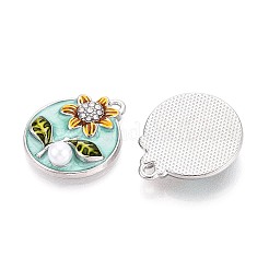 Rack Plating Alloy Rhinestone Enamel Pendants&nbsp;ENAM-N065-15P