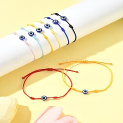 ナイロン糸ブレスレット8個  樹脂ビーズで  ミックスカラー  内径：3-1/8インチ（8cm）  8個/セット&nbsp;BJEW-FS00019