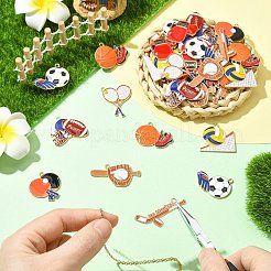 36個 9スタイル スポーツ亜鉛合金エナメルペンダント  ゴールドカラー  混合図形  20~30x22~39x1.5~2mm  穴：1.8~2mm  4個/セット&nbsp;FIND-CJ0005-30