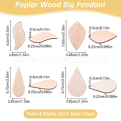 DIY Leaf & Teardrop Poplar Wood Big Pendant Keychain Making Kits&nbsp;DIY-YW0011-58