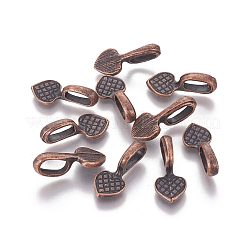 チベットスタイル合金ハートグルーオンフラットパッドペンダントベイル  カドミウムフリー＆ニッケルフリー＆鉛フリー  赤銅鉱  21x9x7mm  穴：8x4.5mm  約660個/1000g&nbsp;TIBEP-21438-R-NR