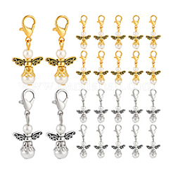 40Pcs 2 Colors Glass Pearl & Alloy Angel Pendant Decorations&nbsp;HJEW-PH02265
