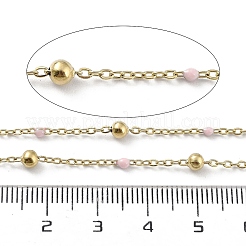 イオンプレーティング(IP) 304 ステンレススチールアズキチェーン  エナメル  ハンダ付け  ピンク  ビーズ：3.5~3.6x3.5mm  リンク：5x2x2mmと2x1.5x0.3mm&nbsp;CHS-F019-01G-07