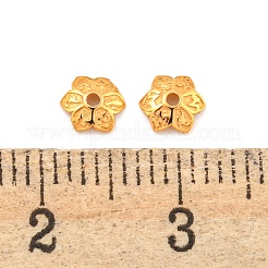 925スターリングシルバービーズキャップ  6花びら  花  18KGP本金メッキ  4.5x4.5x1mm  穴：1mm&nbsp;STER-U002-06A-G