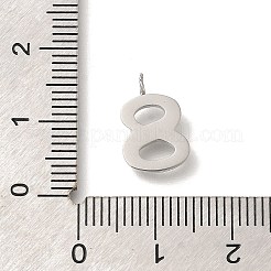 304ステンレススチールマイクロパヴェキュービックジルコニアペンダント  数字のチャーム  ステンレス鋼色  13.5x8.5x3mm  穴：2mm&nbsp;STAS-H228-01P-08