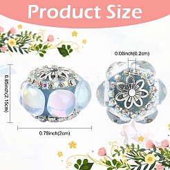 8色のアクリルラインストーンロンデルビーズ8個  合金とガラス  ビーズペン用  キーホルダーとジュエリー  アンティークシルバー＆シルバー  ミックスカラー  21.5x20x15mm  穴：2mm  1pc /カラー&nbsp;CLAY-YW0002-72