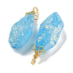 Electroplated Raw Rough Natural Quartz Crystal Big Pendants&nbsp;G-A229-02G-09