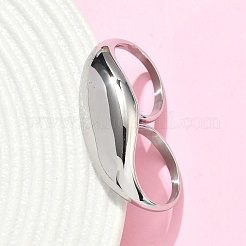 女性用304ステンレススチールダブルフィンガーリング  ステンレス鋼色  43.5x16x25.5mm  内径：18mm&nbsp;RJEW-F205-01A-P
