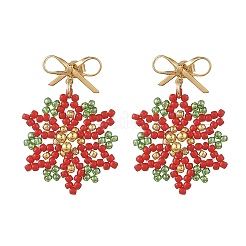 Glass & Brass Beads Braided Dangle Earrings&nbsp;EJEW-MZ00811