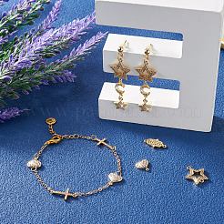 12Pcs 6 Styles Brass Micro Pave Clear Cubic Zirconia Connector Charms&nbsp;KK-TA0001-14