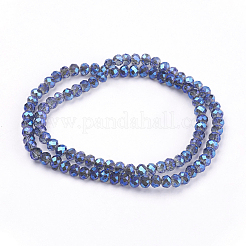 電気メッキガラスビーズセット  ファセットロンデル  ミックスカラー  6x5mm  穴：1mm  約87~90個/連  17~17.5インチ（42.5~43.75cm）&nbsp;EGLA-D020-6x4mm-M2