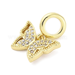 Brass Micro Pave Cubic Zirconia European Dangle Charms&nbsp;KK-D325-21G-03