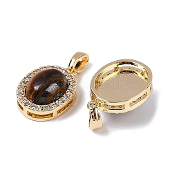 Brass with Cubic Zirconia and Tiger-Eye Pendants&nbsp;KK-Q030-18P