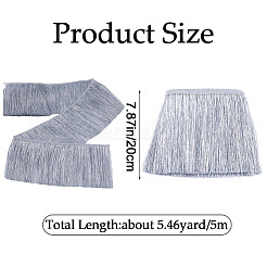 5mポリエステルタッセルフリンジトリミング  服の装飾  マスクと衣装のアクセサリー  銀  195~200x1mm&nbsp;DIY-GF0007-86