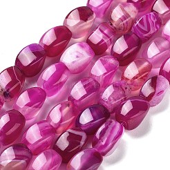 天然バンデットアゲートビーズ連売り  染め＆加熱  ツイスト  フクシア  12x8x8mm  穴：1.2mm  約33個/連  16.34''（41.5センチメートル）&nbsp;G-G172-01K