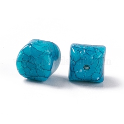 クラックオペークアクリルビーズ  模造ターコイズ  キューブ  ミックスカラー  10x10x11mm  穴：1.8mm  約515個/500g&nbsp;OACR-C006-10