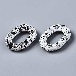 スプレー塗装されたccbプラスチックリンキングリング  クイックリンクコネクター  ジュエリーチェーン作成用  オーバル  ホワイト  25.5x18x5.5mm  内径：8x15mm&nbsp;X-CCB-Q091-015A