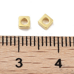 真鍮ビーズ  カドミウムフリー＆鉛フリー  正方形  24KGP本金メッキ  3x3x1.5mm  穴：1.6mm&nbsp;KK-M288-04G-B