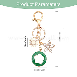 4Pcs 4 Colors Rhinestone Enamel Flower Pendant Keychain with AlloyCharm&nbsp;KEYC-GL0001-08