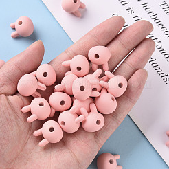 アクリルビーズ  ラバー加工スタイル  片穴  兎  ライトコーラル  19x16.5x14.5mm  穴：3.5mm&nbsp;OACR-S039-02-52