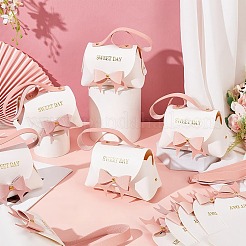 PUレザーキャンディーギフトハンドバッグ  結婚式パーティー用のリボン付きキャンディケース  ホワイト  33.5x25.9x0.1cm&nbsp;AJEW-WH0518-62C-01