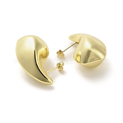 ティアドロップラックメッキ真鍮スタッドピアス  カドミウムフリー＆鉛フリー  18KGP本金メッキ  33x16mm&nbsp;EJEW-M240-10G