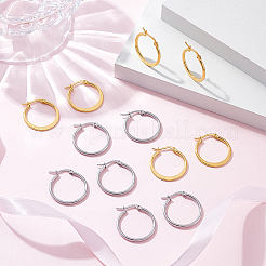 16Pairs 2 Colors 304 Stainless Steel Hoop Earrings&nbsp;EJEW-UN0003-20