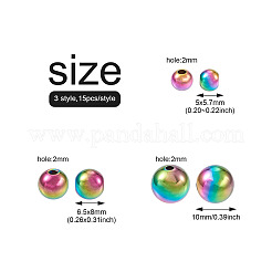 45Pcs 3 Style Ion Plating(IP) 304 Stainless Steel Beads&nbsp;STAS-CD0001-26