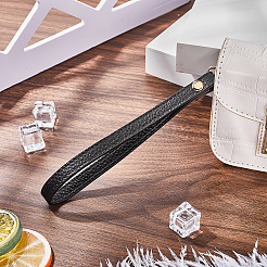 牛革バッグストラップ  ライトゴールドメッキの回転留め金付き  ブラック  19.7x1.15x0.9cm&nbsp;FIND-WH20003-14A-LG