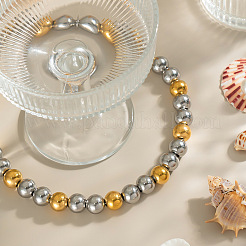 European 8MM 304 Stainless Steel Silver Round Beaded Necklaces for Women&nbsp;OD8849-3