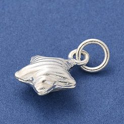 スターリングシルバーのスターチャーム925個  丸カン付き  銀  14.5x11x5.5mm  穴：4mm&nbsp;LS-STER-D300-02S