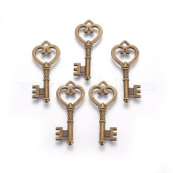 Tibetan Style Alloy Key Pendants&nbsp;TIBEP-3277-AB-NR