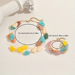 Bohemian Vacation Style Resin Nuggets Beads Bracelets & Necklaces Set for Women&nbsp;RX2364